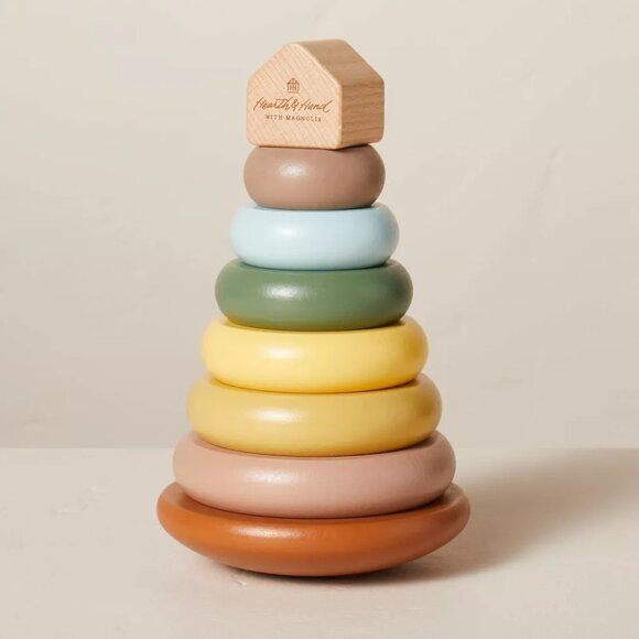 Hearth & Hand with Magnolia Toy Rainbow Wooden Ring Stacker 7pc NEW WITH DEFECT - Picture 1 of 9
